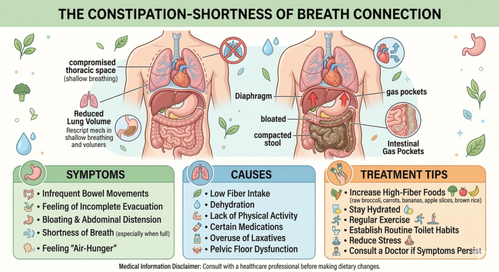 infographic explaining constipation bloating and breathing problems