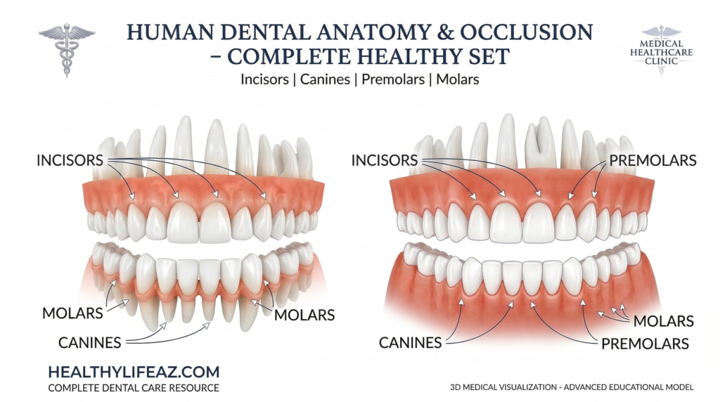 types of human teeth incisors canines premolars molars explained