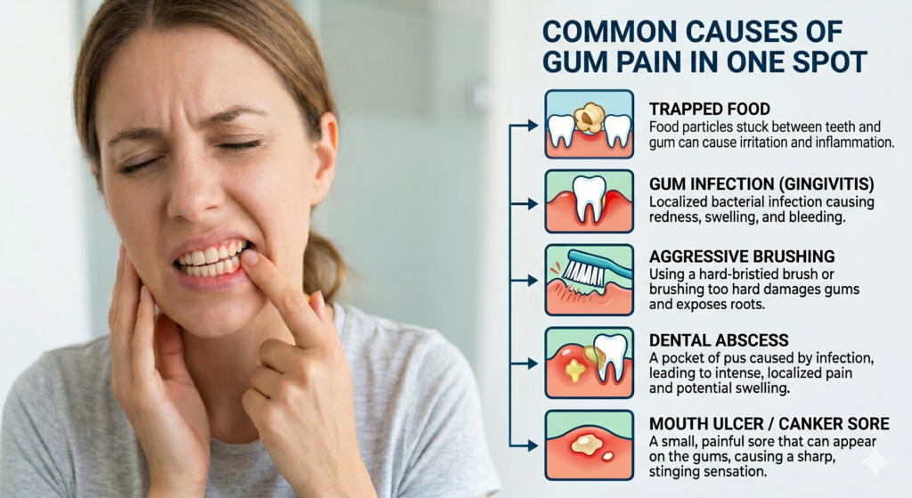 causes of gum pain in one spot